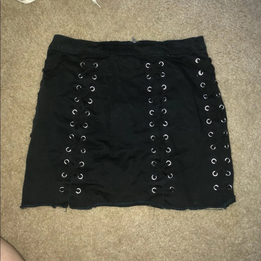 Black laceup skirt